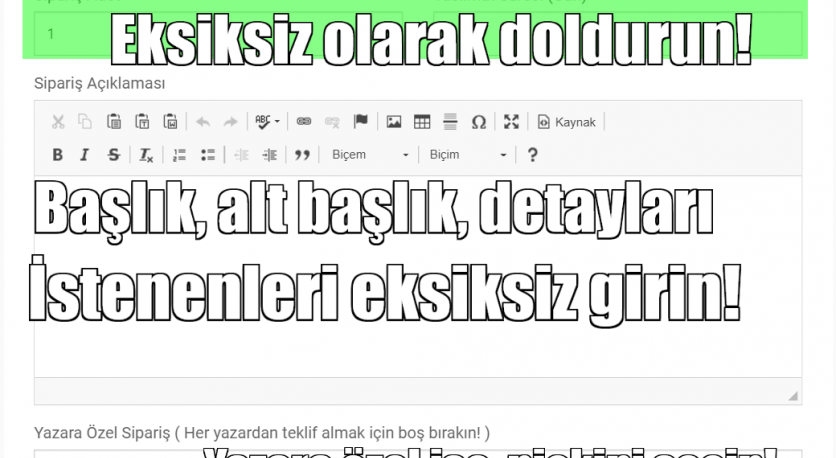 İçerik Siparişi Vermek – Sipariş Nasıl Verilir?